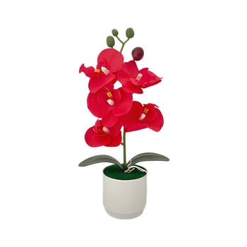 Σκανδιναβικό στυλ: 5 τεχνητές ορχιδέες Phalaenopsis σε γλάστρα, διακόσμηση σπιτιού για σαλόνι και υπνοδωμάτιο, μικρό μπονσάι με πράσινο φυτό