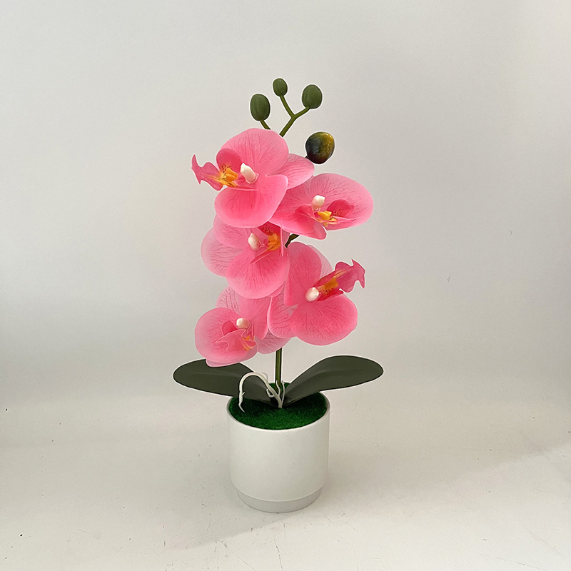 Σκανδιναβικό στυλ: 5 τεχνητές ορχιδέες Phalaenopsis σε γλάστρα, διακόσμηση σπιτιού για σαλόνι και υπνοδωμάτιο, μικρό μπονσάι με πράσινο φυτό