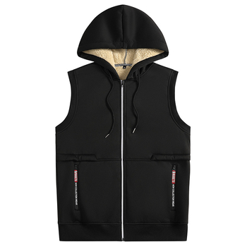 Ανδρικό γιλέκο από Chenille με κουκούλα, φερμουάρ και τσέπες, επένδυση fleece, χειμωνιάτικο στυλ καρντίγκαν