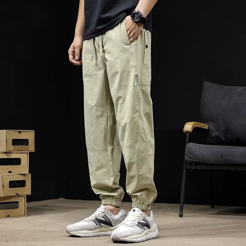 Ανδρικά casual παντελόνια από ice-silk, γρήγορο στέγνωμα, καλοκαίρι 2025, ελαφριά και διαπνέοντα, με σφιχτό μανσέτο στον αστράγαλο