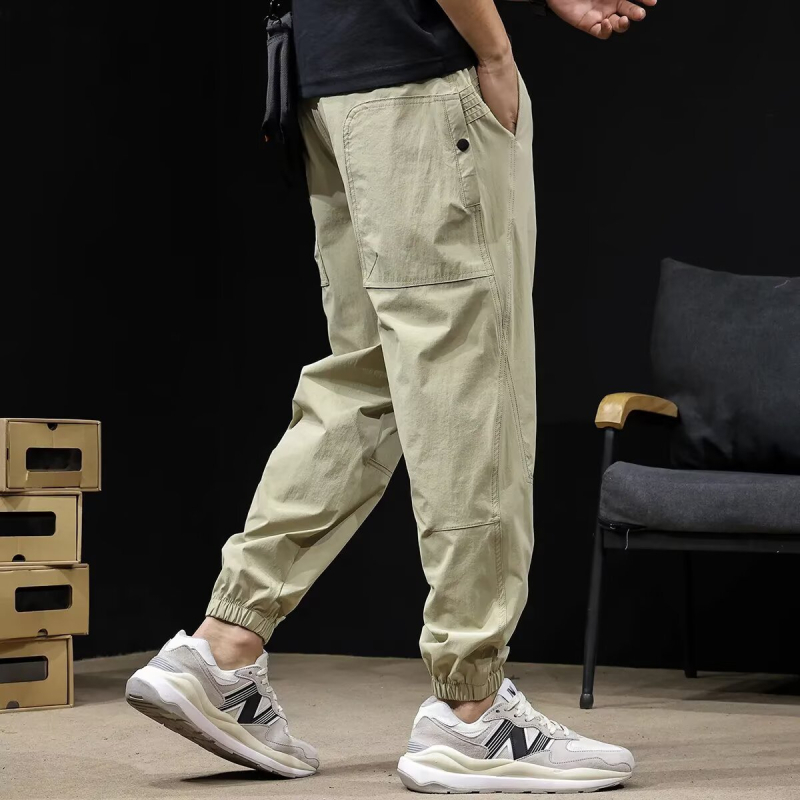 Ανδρικά casual παντελόνια από ice-silk, γρήγορο στέγνωμα, καλοκαίρι 2025, ελαφριά και διαπνέοντα, με σφιχτό μανσέτο στον αστράγαλο