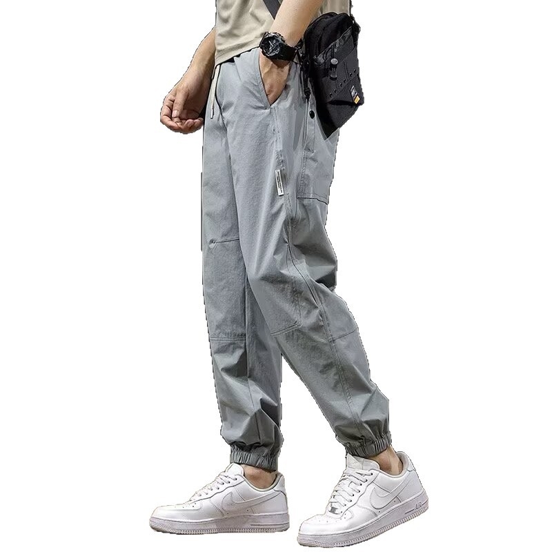 Ανδρικά casual παντελόνια από ice-silk, γρήγορο στέγνωμα, καλοκαίρι 2025, ελαφριά και διαπνέοντα, με σφιχτό μανσέτο στον αστράγαλο