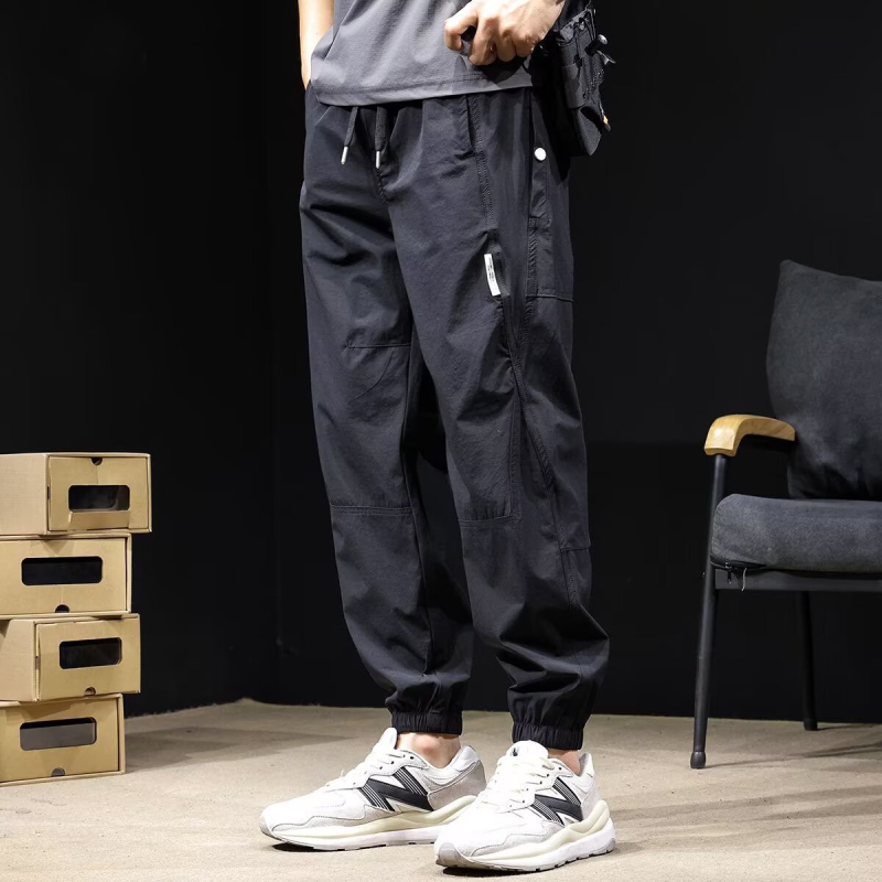 Ανδρικά casual παντελόνια από ice-silk, γρήγορο στέγνωμα, καλοκαίρι 2025, ελαφριά και διαπνέοντα, με σφιχτό μανσέτο στον αστράγαλο