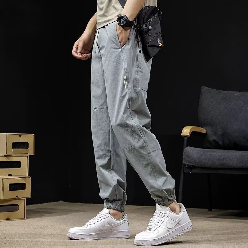 Ανδρικά casual παντελόνια από ice-silk, γρήγορο στέγνωμα, καλοκαίρι 2025, ελαφριά και διαπνέοντα, με σφιχτό μανσέτο στον αστράγαλο