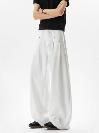 Ανδρικά πλισέ παντελόνια για καλοκαίρι, wide-leg, casual, γρήγορο στέγνωμα