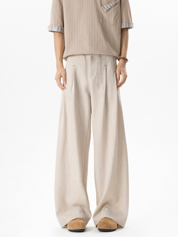 Ανδρικά πλισέ παντελόνια για καλοκαίρι, wide-leg, casual, γρήγορο στέγνωμα