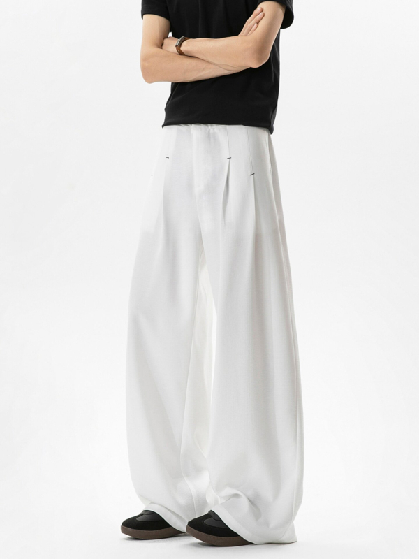 Ανδρικά πλισέ παντελόνια για καλοκαίρι, wide-leg, casual, γρήγορο στέγνωμα
