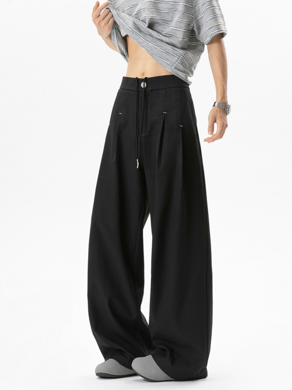 Ανδρικά πλισέ παντελόνια για καλοκαίρι, wide-leg, casual, γρήγορο στέγνωμα
