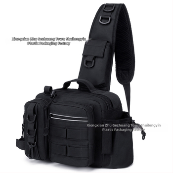 Geantă de pescuit pentru momeli, purtabilă pe talie, umăr sau crossbody; suport pentru undiță, cutie de momeli și accesorii de pescuit, capacitate mare