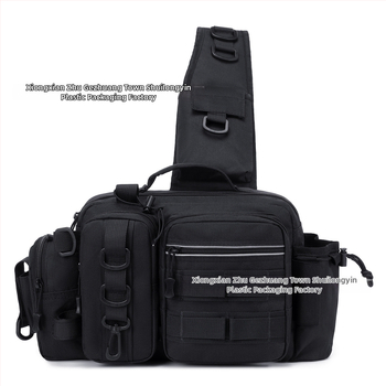 Geantă de pescuit pentru momeli, purtabilă pe talie, umăr sau crossbody; suport pentru undiță, cutie de momeli și accesorii de pescuit, capacitate mare