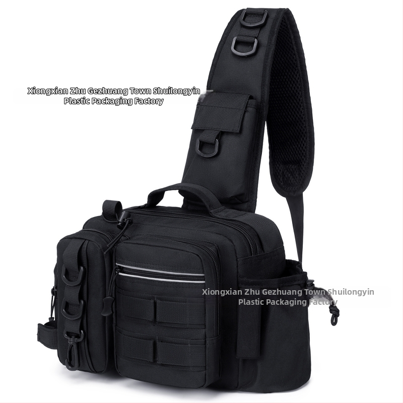 Geantă de pescuit pentru momeli, purtabilă pe talie, umăr sau crossbody; suport pentru undiță, cutie de momeli și accesorii de pescuit, capacitate mare