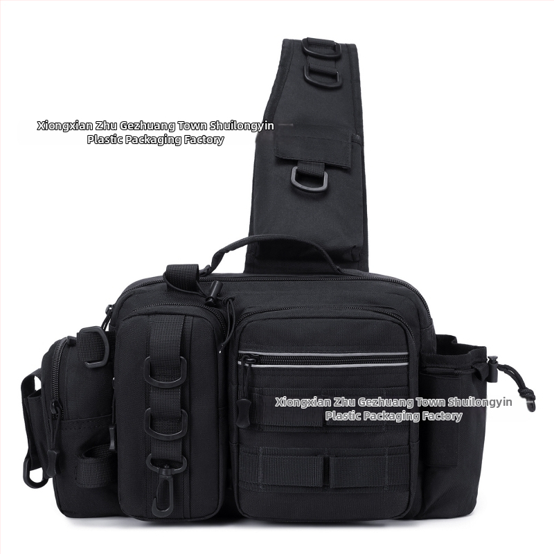 Geantă de pescuit pentru momeli, purtabilă pe talie, umăr sau crossbody; suport pentru undiță, cutie de momeli și accesorii de pescuit, capacitate mare