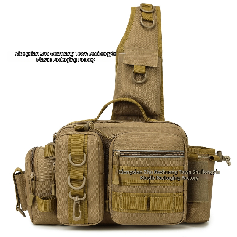 Geantă de pescuit pentru momeli, purtabilă pe talie, umăr sau crossbody; suport pentru undiță, cutie de momeli și accesorii de pescuit, capacitate mare