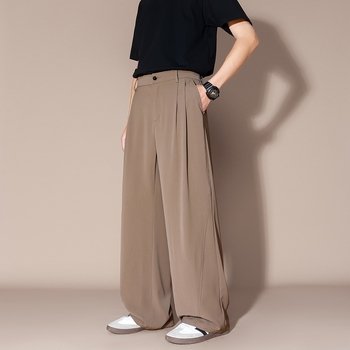 Ανδρικά παντελόνια με drape, casual, για άνοιξη-φθινόπωρο, άνετη γραμμή, plus size, ίσια γραμμή