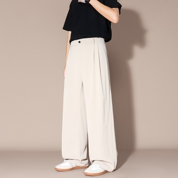 Ανδρικά παντελόνια με drape, casual, για άνοιξη-φθινόπωρο, άνετη γραμμή, plus size, ίσια γραμμή
