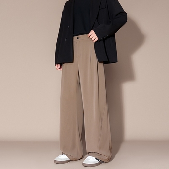 Ανδρικά παντελόνια με drape, casual, για άνοιξη-φθινόπωρο, άνετη γραμμή, plus size, ίσια γραμμή