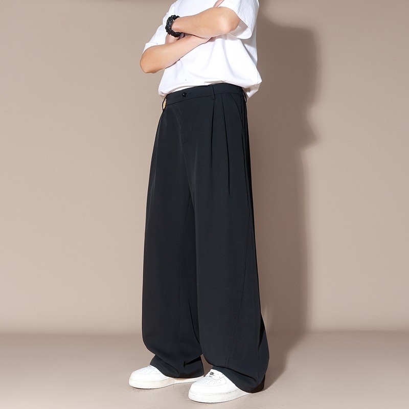 Ανδρικά παντελόνια με drape, casual, για άνοιξη-φθινόπωρο, άνετη γραμμή, plus size, ίσια γραμμή