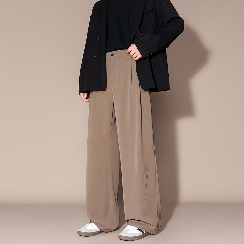 Ανδρικά παντελόνια με drape, casual, για άνοιξη-φθινόπωρο, άνετη γραμμή, plus size, ίσια γραμμή