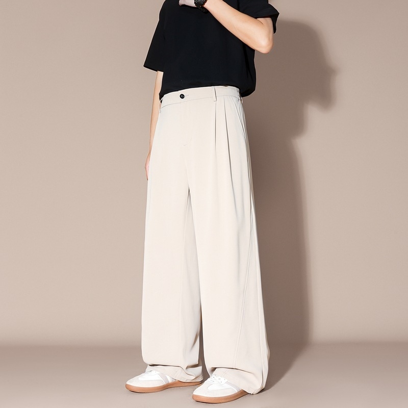 Ανδρικά παντελόνια με drape, casual, για άνοιξη-φθινόπωρο, άνετη γραμμή, plus size, ίσια γραμμή