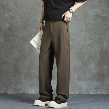 Ανδρικά παντελόνια business casual φθινοπωρινά-χειμερινά, μακριά, ίσια και φαρδιά, μονόχρωμα