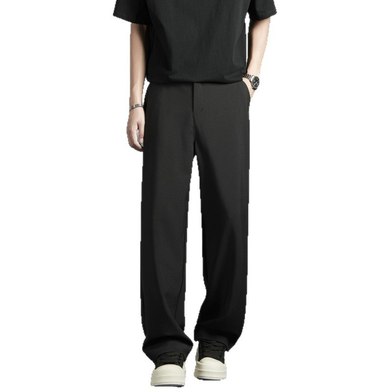 Ανδρικά παντελόνια business casual φθινοπωρινά-χειμερινά, μακριά, ίσια και φαρδιά, μονόχρωμα