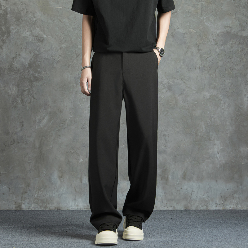Ανδρικά παντελόνια business casual φθινοπωρινά-χειμερινά, μακριά, ίσια και φαρδιά, μονόχρωμα