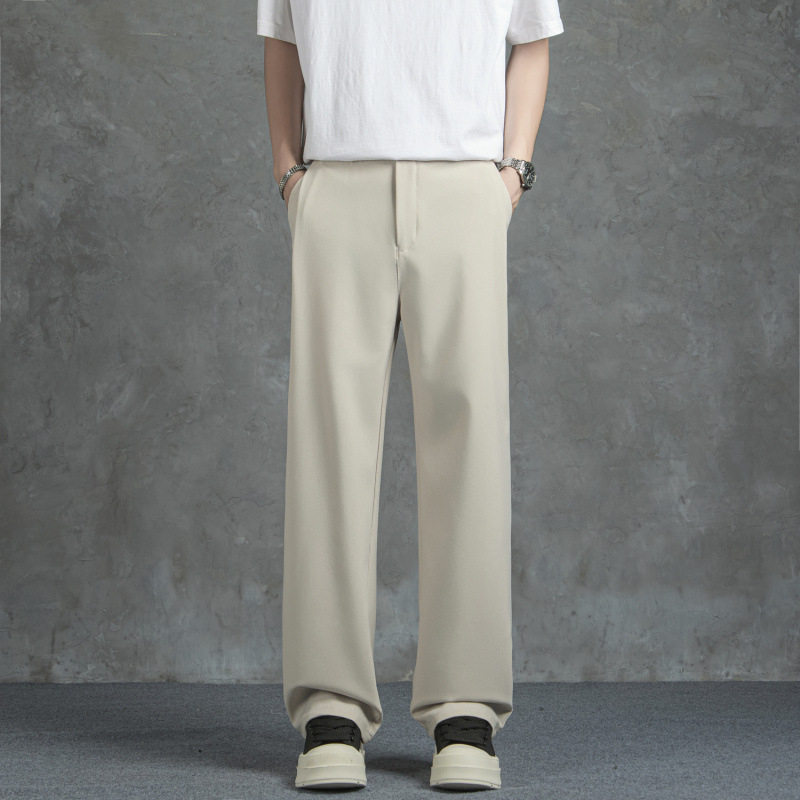 Ανδρικά παντελόνια business casual φθινοπωρινά-χειμερινά, μακριά, ίσια και φαρδιά, μονόχρωμα