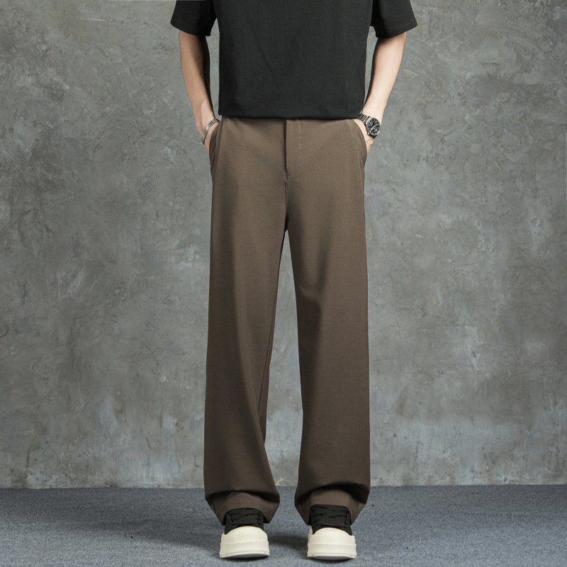 Ανδρικά παντελόνια business casual φθινοπωρινά-χειμερινά, μακριά, ίσια και φαρδιά, μονόχρωμα