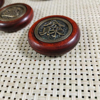 Rosewood διπλής όψης φυλαχτό για προσέλκυση πλούτου, φορητό χειροποίητο ξύλινο διακοσμητικό