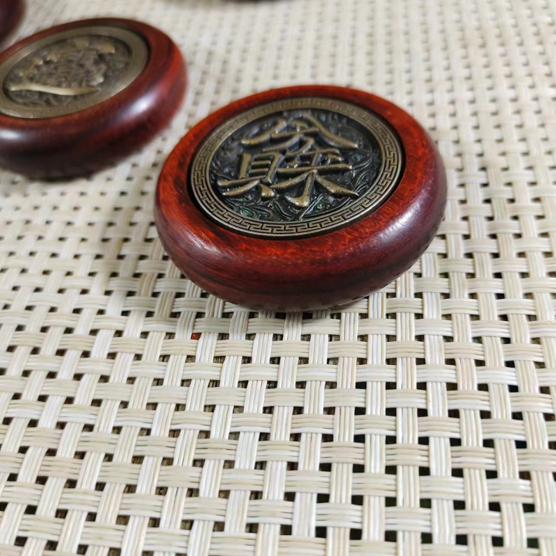 Rosewood διπλής όψης φυλαχτό για προσέλκυση πλούτου, φορητό χειροποίητο ξύλινο διακοσμητικό