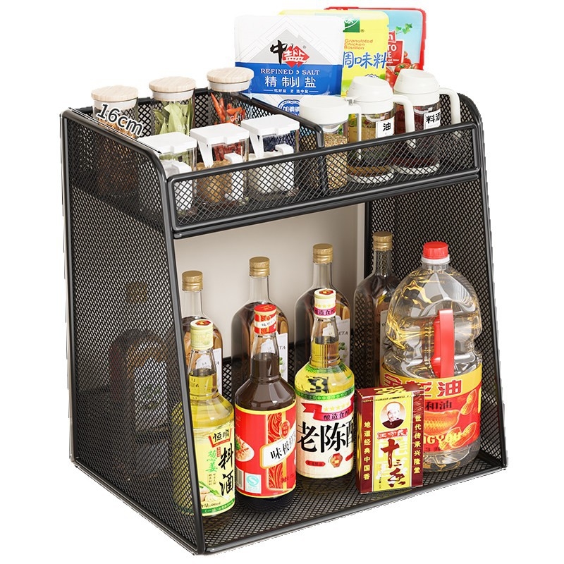 Μεταλλική ράγα αποθήκευσης καρυκευμάτων για μπουκάλια σόγιας και ξύδι, ράφι κουζίνας για καρυκεύματα και δοχεία σνακ