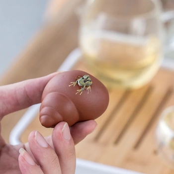 Tea Pet από μωβ πηλό, μίνι διακοσμητικό για τελετή τσαγιού