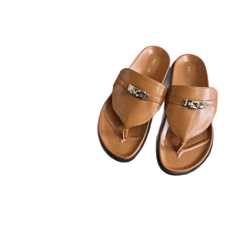 Sandale din piele naturală cu cataramă, stil roman casual, încălțăminte de vară