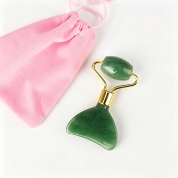 Rózsaszín kristály szemmasszírozó és gua sha – mini kettős funkciójú szépségkészülék