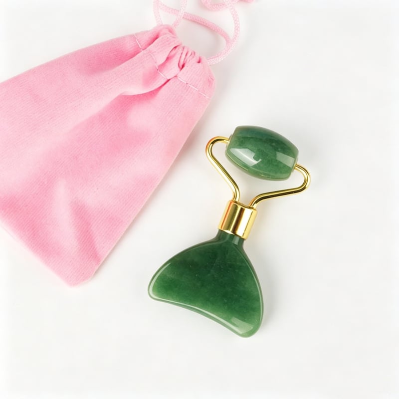 Rózsaszín kristály szemmasszírozó és gua sha – mini kettős funkciójú szépségkészülék