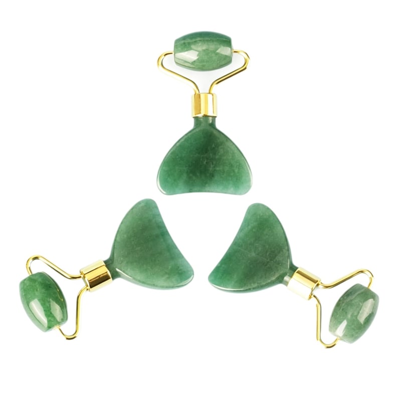Rózsaszín kristály szemmasszírozó és gua sha – mini kettős funkciójú szépségkészülék