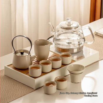 Bambusz teás tálca beépített teáskannával – mindent egyben teázó asztal otthoni használatra, elektromos vízforraló és teafőző