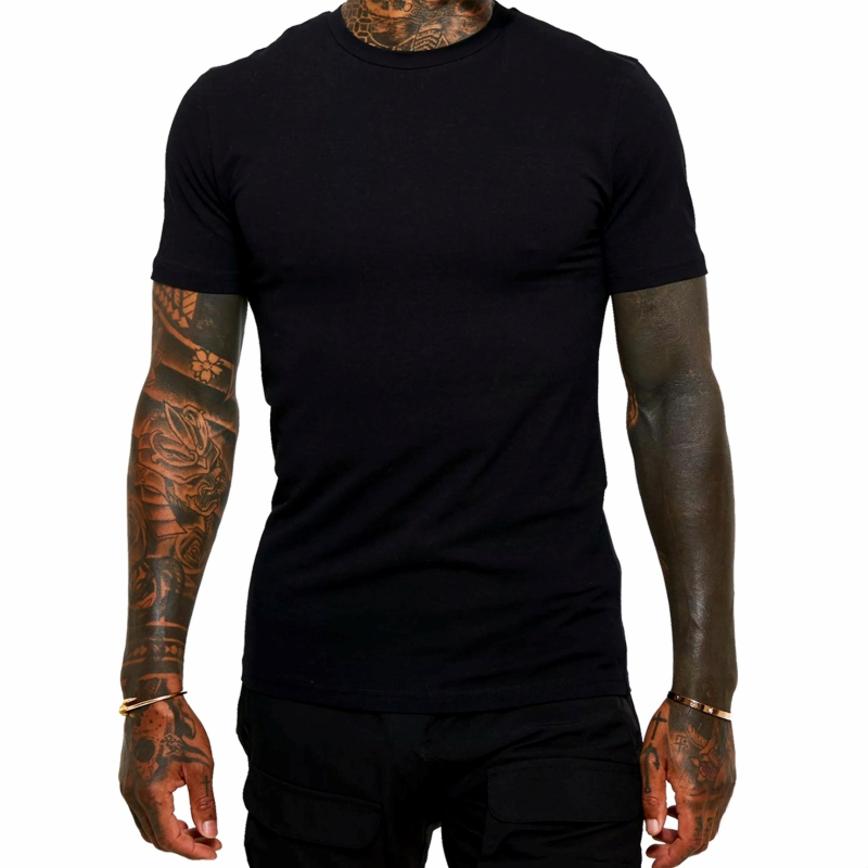 Ανδρικό T-shirt σε μεγάλο μέγεθος, κοντό μανίκι, μονόχρωμο, βαμβάκι, καλοκαίρι, αναπνεύσιμο