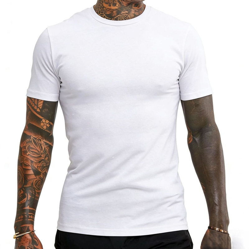Ανδρικό T-shirt σε μεγάλο μέγεθος, κοντό μανίκι, μονόχρωμο, βαμβάκι, καλοκαίρι, αναπνεύσιμο