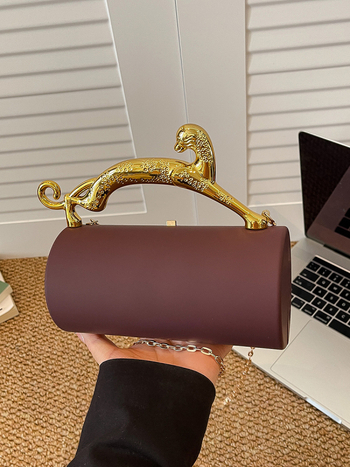 Acrylic Box Bag 2026 μοντέλο με γυαλισμένη patent leather, γυναικεία κυλινδρική crossbody βραδινή τσάντα