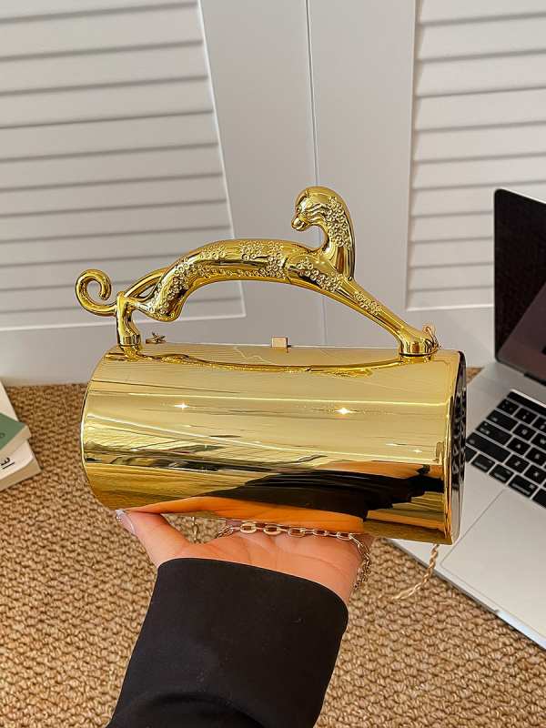 Acrylic Box Bag 2026 μοντέλο με γυαλισμένη patent leather, γυναικεία κυλινδρική crossbody βραδινή τσάντα