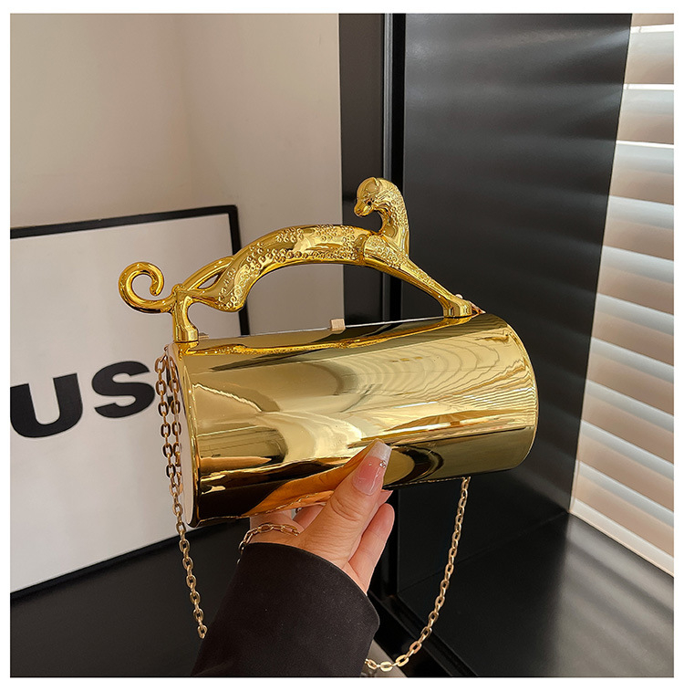Acrylic Box Bag 2026 μοντέλο με γυαλισμένη patent leather, γυναικεία κυλινδρική crossbody βραδινή τσάντα