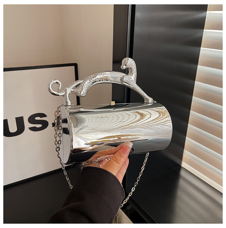 Acrylic Box Bag 2026 μοντέλο με γυαλισμένη patent leather, γυναικεία κυλινδρική crossbody βραδινή τσάντα