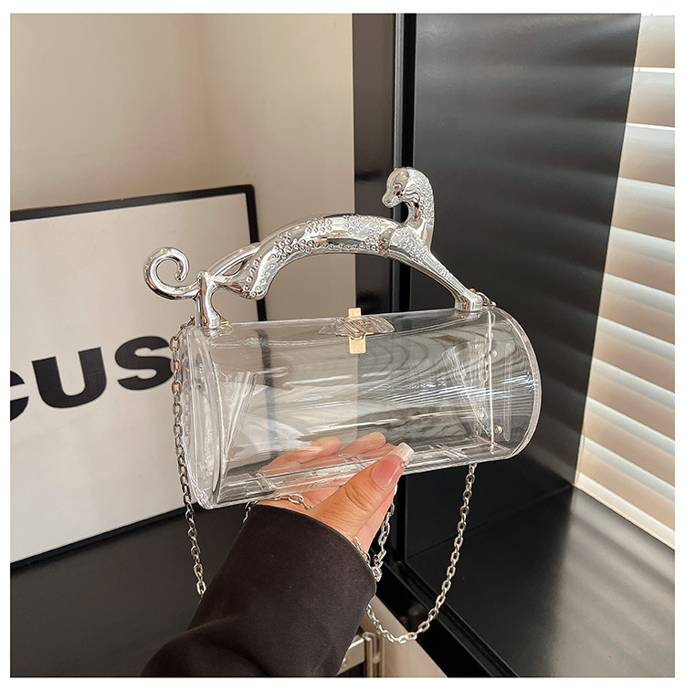 Acrylic Box Bag 2026 μοντέλο με γυαλισμένη patent leather, γυναικεία κυλινδρική crossbody βραδινή τσάντα