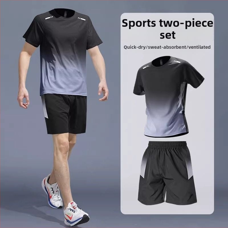 Costum sportiv de vară pentru alergare – tricou cu mâneci scurte și pantaloni scurți, uscare rapidă, pentru badminton și antrenament