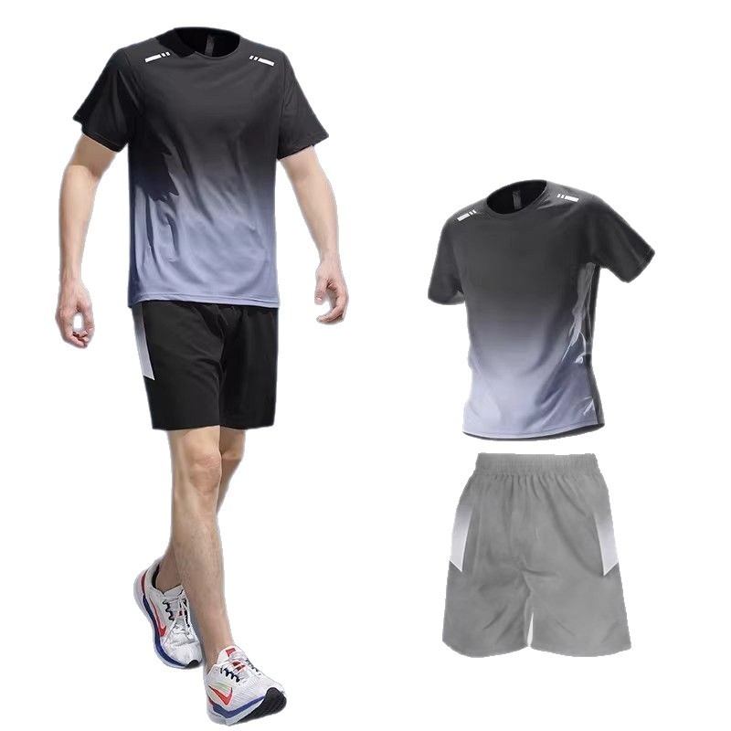 Costum sportiv de vară pentru alergare – tricou cu mâneci scurte și pantaloni scurți, uscare rapidă, pentru badminton și antrenament