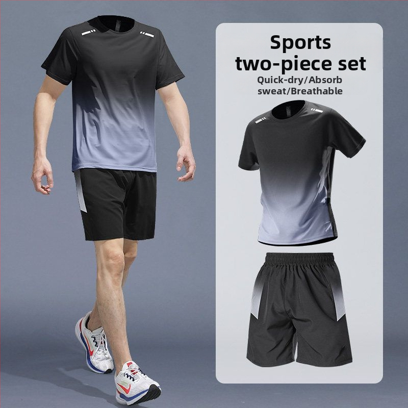 Costum sportiv de vară pentru alergare – tricou cu mâneci scurte și pantaloni scurți, uscare rapidă, pentru badminton și antrenament