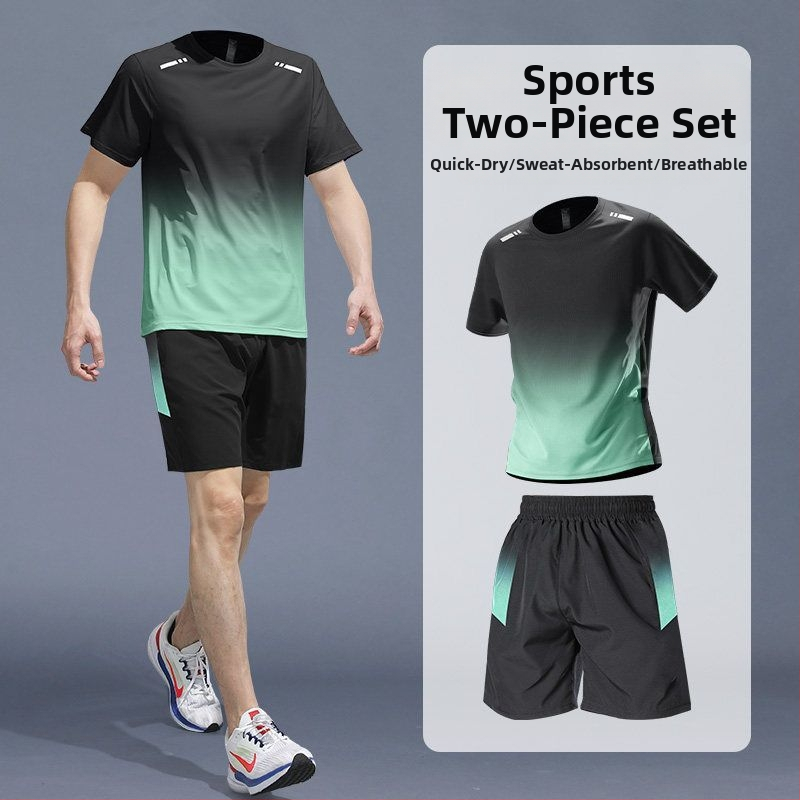 Costum sportiv de vară pentru alergare – tricou cu mâneci scurte și pantaloni scurți, uscare rapidă, pentru badminton și antrenament