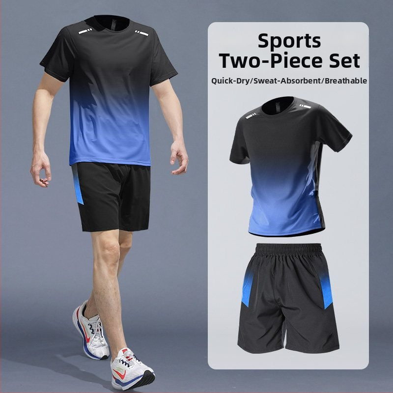 Costum sportiv de vară pentru alergare – tricou cu mâneci scurte și pantaloni scurți, uscare rapidă, pentru badminton și antrenament