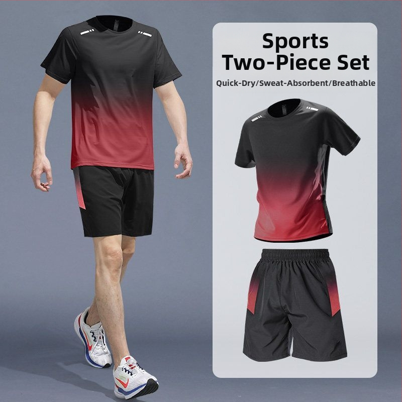 Costum sportiv de vară pentru alergare – tricou cu mâneci scurte și pantaloni scurți, uscare rapidă, pentru badminton și antrenament